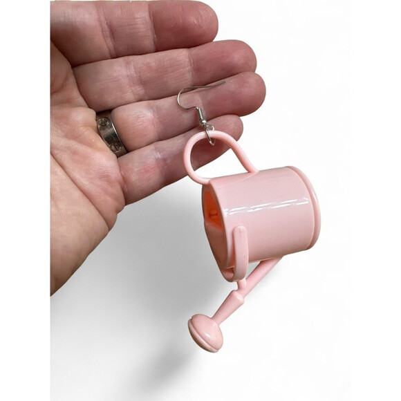 New Pink Watering Can Earrings Gift For Gardener Plant Lover - Picture 2 of 3